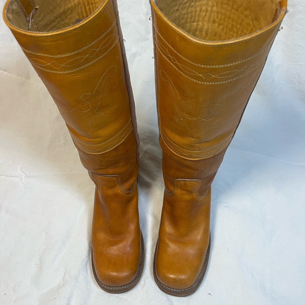 Vintage 1970s Frye Campus Taurus Stitch Black Label Boots Made in USA 7B - Picture 4 of 11